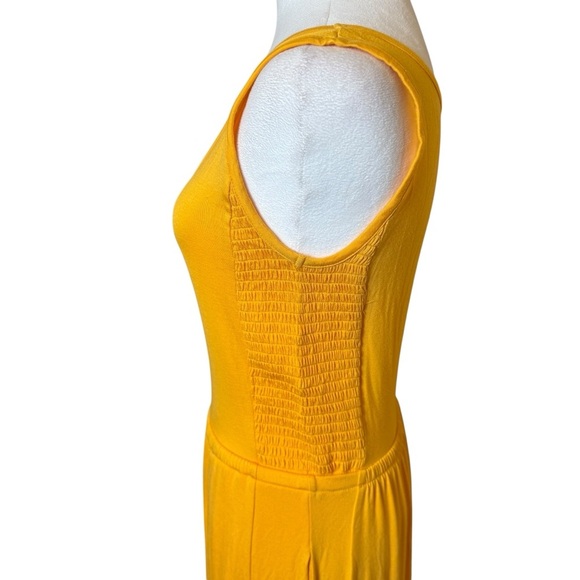 J Jason Wu Solid Knit Ruffle Midi Dress Golden Yellow XS Stretch Autumn Tiered - Picture 5 of 12